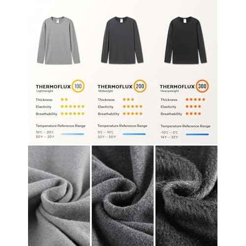 LAPASA Men's Thermal Underwear Top Crewneck Long Sleeve Shirt Base Layer Lightweight Midweight Heavyweight Winter M09/M26/M55