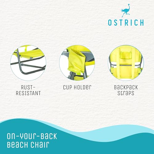 Ostrich On Your Back Backpack Beach Chair with Face Hole - Adjustable, Portable Lounge Chair with Cup Holder, Face Opening...