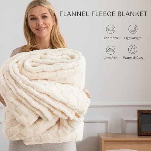 Exclusivo Mezcla Fleece Throw Blanket for Couch,Super Soft and Warm Lightweight Checkered Pattern Blankets for All Season...