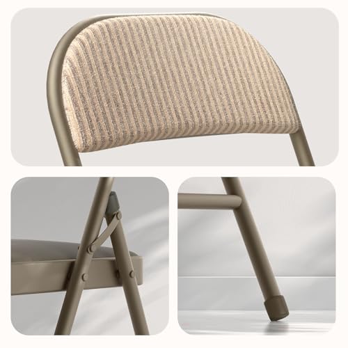 Nazhura 4 Pack Folding Chairs, Fabric Dining Chair Set with Padded Cushion and Back, Indoor Outdoo Seat for Home Office Ev...