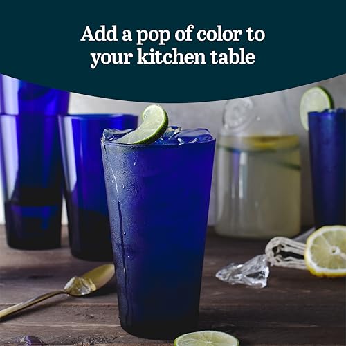 Libbey Cobalt Flare Drinking Glasses Set of 8, Classic Design Glass Cups for Soda, Water, Iced Tea and More, Dishwasher Sa...
