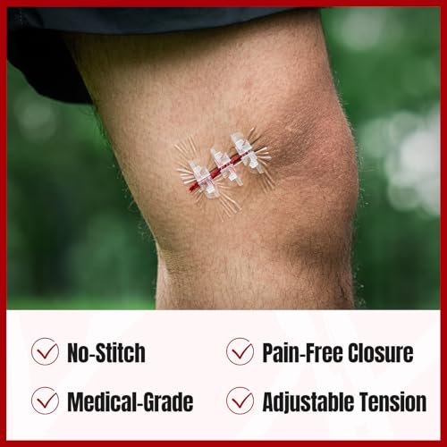 RHINO RESCUE Wound Closure Kit, 3 Types Butterfly Bandages with Bandages, Triple Antibiotic Ointment, Wound Closure Strip...