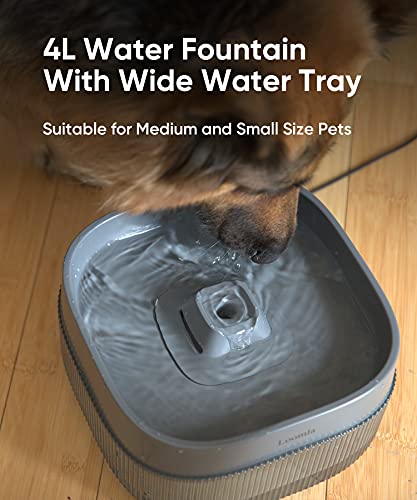 Loomla, 135oz/4L Dog Water Bowl Dispenser and Cat Water Fountain, Automatic Pet Water Fountain for Small to Medium Dogs, C...
