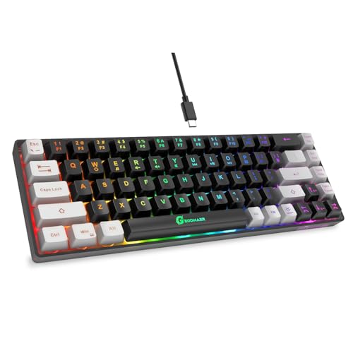 GEODMAER 65% Gaming Keyboard, LED Backlit Mini Wired Gaming Keyboard, Ultra-Compact Anti-Ghosting No-Conflict 68 Keys Gami...