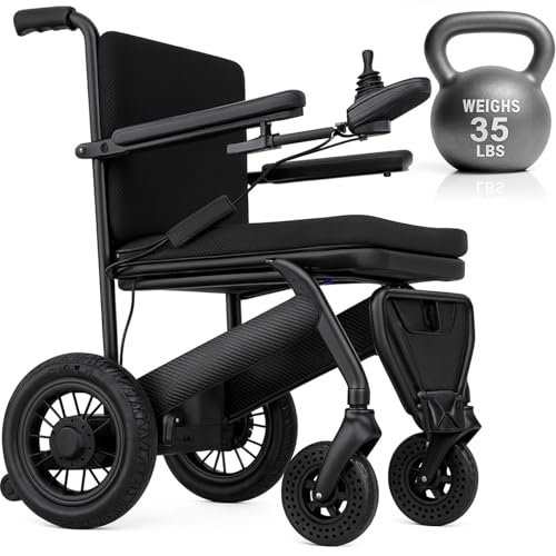 Vive Lightweight Electric Wheelchair for Adults - Foldable Power Wheel Chair - Collapsible, Folding, Ultralight, Motorize...