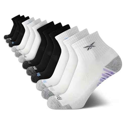 Reebok Women's Quarter Crew Socks - 12 Pack Performance Cushion Comfort Crew Socks - Athletic Socks for Women (4-10)