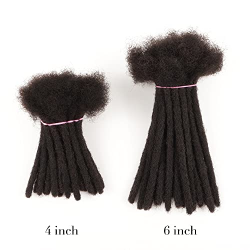 100% Loc Extensions Human Hair, 4Inch 0.8cm 60 Strands Handmade Dreadlock Extensions for Men Women Kids (#Natural Black)