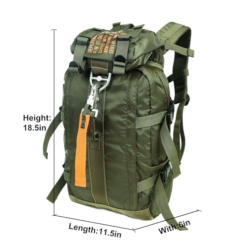 PAIWPHLI Tactical Backpack Flight Parachute Pack Large Lightweight Travel Backpack with Molle for Outdoor (Green)