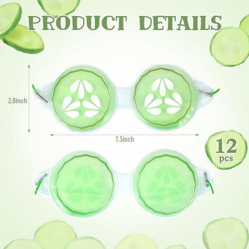 Skicuff 12 Pcs Cucumber Eye Pads Gel Eye Masks Cooling Heating Eye Pads Spa Party Favors Sleepover Slumber Party Supplies