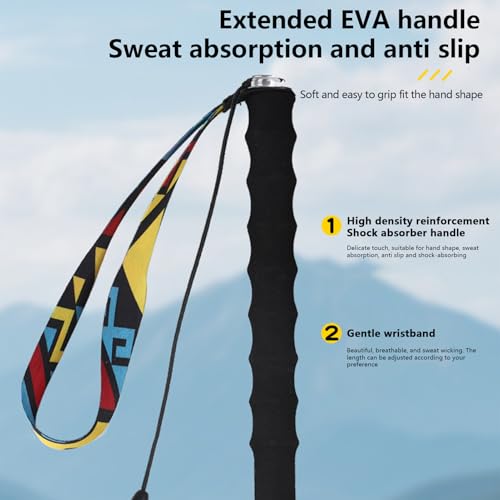 Carbon Fiber Walking or Hiking Sticks & Telescopic Hiking Pole Ultralight Trekking Pole with Quick Lock & Extended EVA Grips