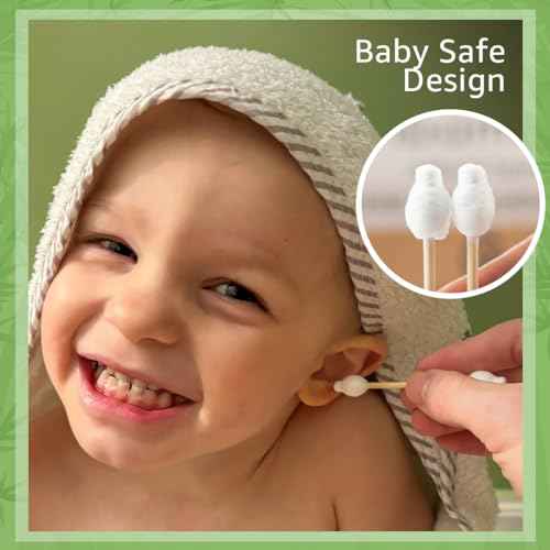 Ibambo 100% Bamboo Cotton Swabs for Ears (200-Pack) - Perfect for Baby & Personal Care | Double-Tipped Ear Swabs Cotton for Makeup & Cleaning | FSC Certified & Hypoallergenic, Made for All Ages & Pets