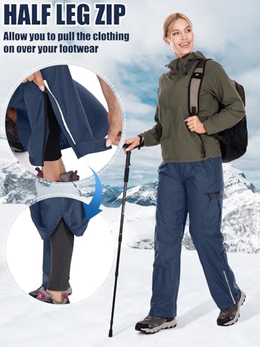 Women's Rain Pants Waterproof Hiking Pants Windproof Lightweight Over Pants Outdoor for Golf Fishing Cycling #2089