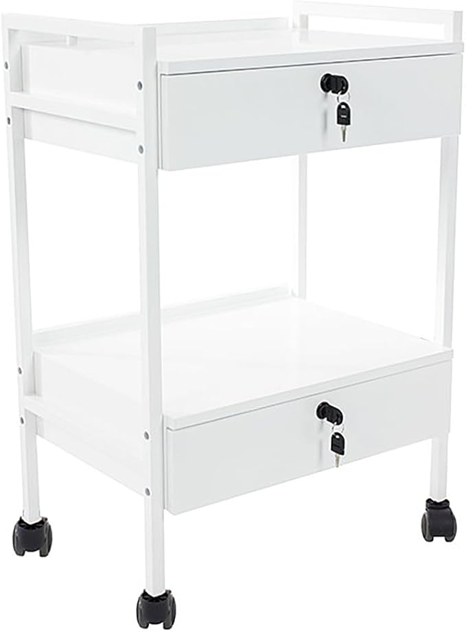 SKINACT Pro Medical Dental Mobile Utility Cabinet & Cart with Steel Frame and Two Drawer