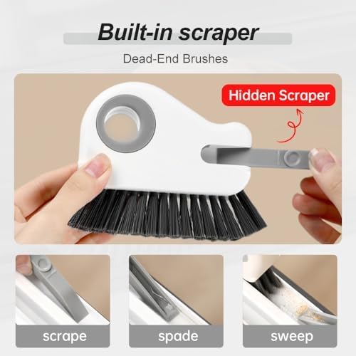 2 in 1 Groove Cleaning Brush Window Track Cleaning Tools, 2025 New Hard Bristle Crevice Cleaning Brush with Hidden Scraperfor Sliding Door Track, Window Sill, Shutter Door(Orange,1pcs)