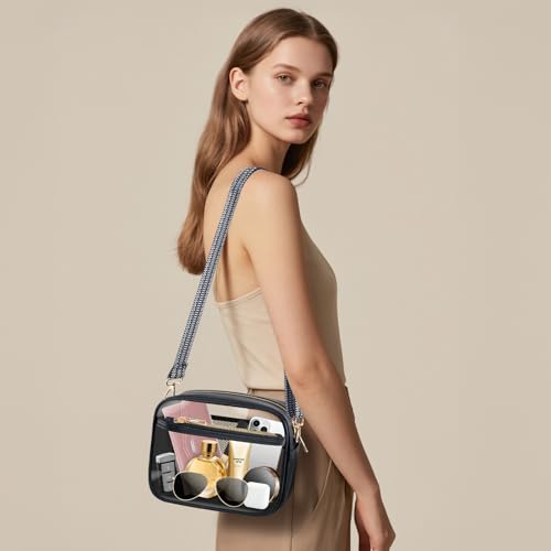 MOMSIV Clear Bag for Stadium Events, Crossbody Transparent Bag for Concerts Sports Events, Purses for Men & Women