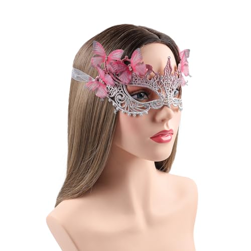 LATIMOON Halloween Lace Masquerade Masks for Women - 1920s Butterfly Antique Mask for Men Carnival Party Mardi Gras Party