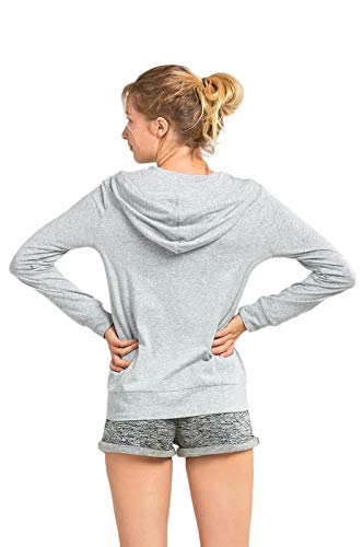 Sofra Women's Thin Cotton Zip Up Hoodie Jacket