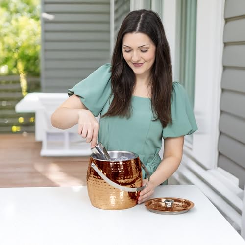 BREKX 3QT Insulated Ice Bucket for Parties with Lid and Scoop- Sweat-Free One Bottle Wine Chiller/Champagne Bucket or Ice ...