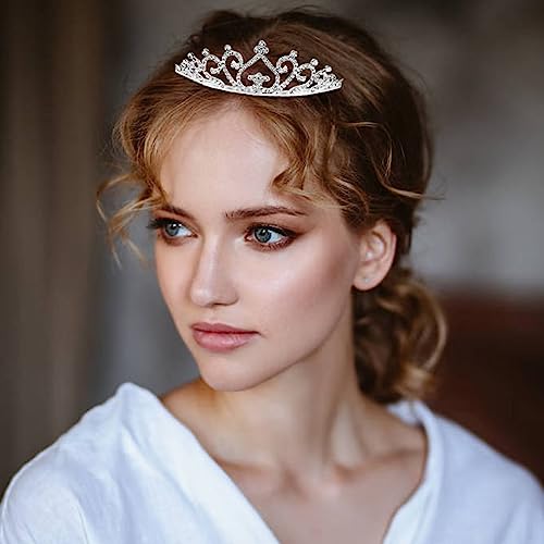 Cinaci 8 Pack Silver Metal Sparkly Glitter Rhinestone Crown Headbands Wedding Prom Birthday Party Princess Hair Tiaras Cla...