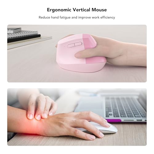 KYSONA EM18 Wireless Ergonomic Vertical Mouse, Ergo Design, Bluetooth Cordless Mouse, Silent Click, 5-Level Adjustable DP...