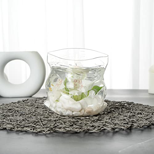 Restaurantware-22 Ounce Unzipped Bag Bowl, 1 Small Glass Bag - Realistic Crinkled Edges, Serve Candy, Popcorn, or Nuts, Clear Glass Bowl, Dishwashable, Flat Base