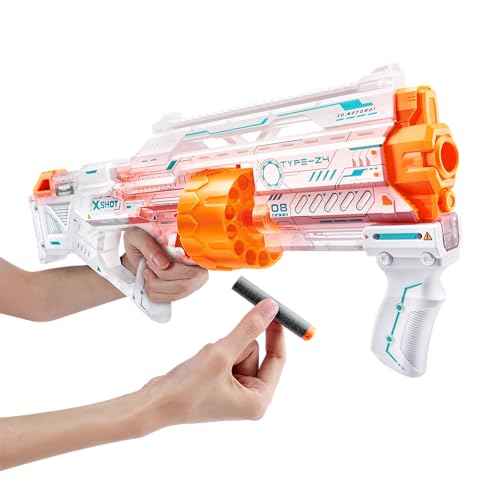 XSHOT Skins Last Stand Ghost Blaster by ZURU with 16 Darts, Slam Fire Action, Air Pocket Dart Technology, Toy Foam Blaster for Kids, Teens and Adults (Ghost)