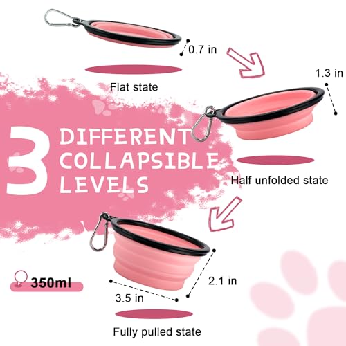 Collapsible Dog Bowls for Travel, 2-Pack Dog Portable Water Bowl for Dogs Cats Pet Foldable Feeding Watering Dish for Trav...