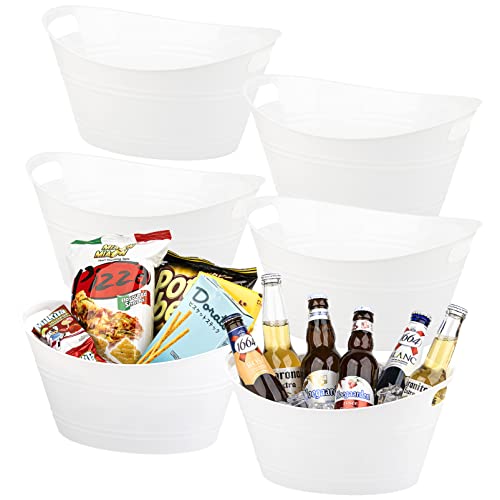 Tiawudi 6 Pack Plastic Oval Storage Tub, Ice Bucket for Wine, Beer and Champagne, Bottle Drink Cooler for Parties, Storage...