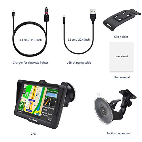 AWESAFE GPS Navigator for Car Truck RV with Bluetooth, Latest 2025 Map 7 inch Touch Screen GPS for Car, Vehicle GPS with S...