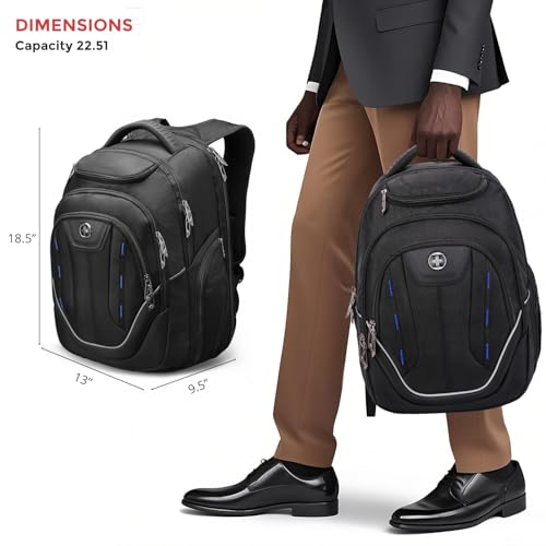 Swissdigital Design TSA Business Laptop Backpack For Men,Travel Backpack With USB Charging Port,College Tech Backpacks Wit...