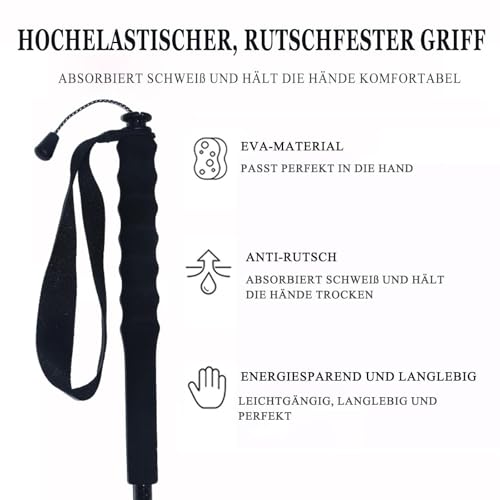 5-Section Carbon Fiber Trekking Poles, Lightweight and Durable 2-Pack, Foldable, Straight Grip, Suitable for Hiking, Trekk...