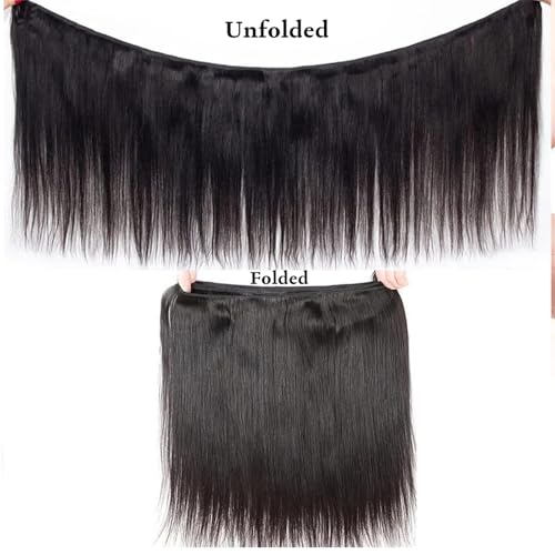 Straight Bundles Human Hair 20 22 24 Inch 100% Unprocessed Brazilian Virgin Hair 3 Bundles Human Hair Trippy Hair Bundle Extension for Black Women Natural Color