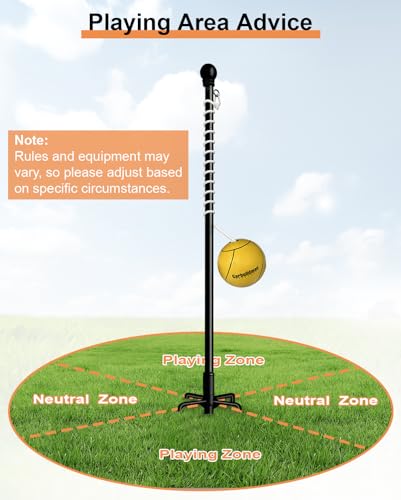 Garbuildman Tetherball Set with Ball & Rope for Outdoor Backyard, Adjustable Tether Ball Pole with Reinforced 5-Prong Base...