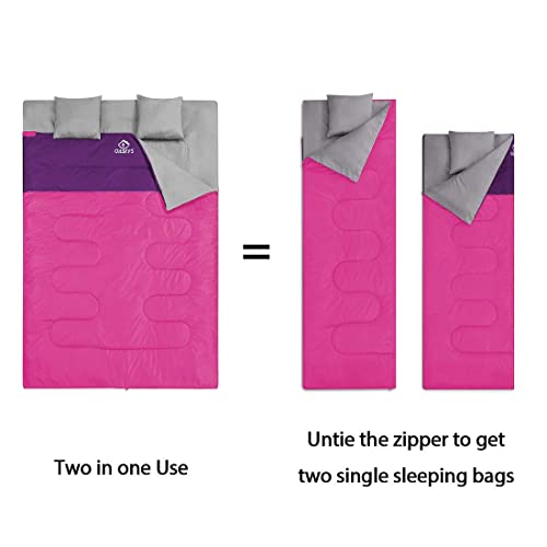 oaskys Double Sleeping Bag for Adults with 2 Pillows - Queen Size XL Waterproof Sleeping Bag for All Season Camping Hiking...