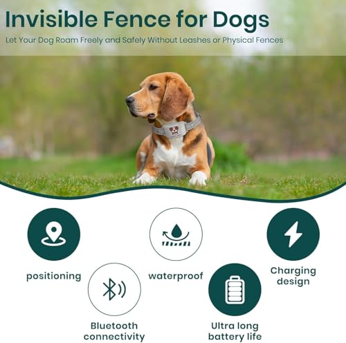 WEUYUY GPS Electric Dog Collar with Free App, Wireless Fence System with Training Collar, Portable Fence for Outdoor Use, ...