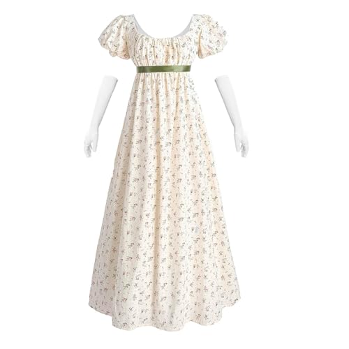Nuoqi Regency Dresses for Women Floral Regency Era Dress Empire Waist Long Tea Party Dress
