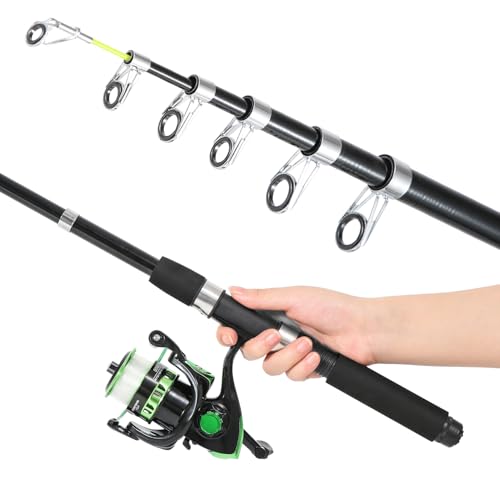 Tripquips Fishing Rod, 6.9ft Telescopic Fishing Rod and Reel Combo with Fishing Pliers and Lip Gripper Fishing Equipment, ...