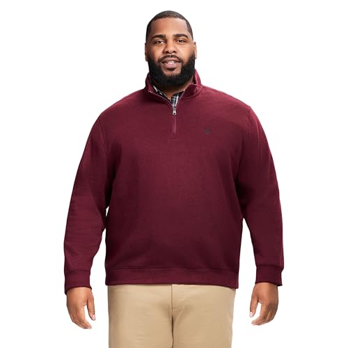 IZOD Men's Big and Tall Advantage Performance Quarter Zip Fleece Pullover Sweatshirt