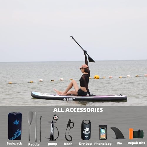 AISUNSS Inflatable Paddle Board for Adult, Paddle Board for All Skill Levels, Wide SUP Board with Primium Accessories Incl...