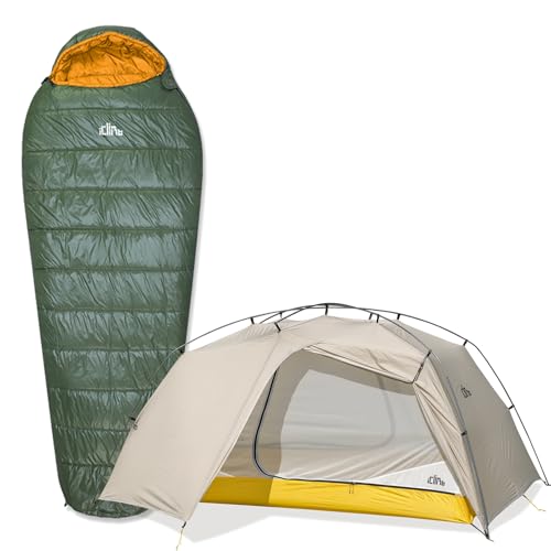 iClimb 1 Ultralight 3 Season Tent and 1 3M Thinsulate Insulation Sleeping Bag, Ultralight Compact for Adults Outdoor Campi...