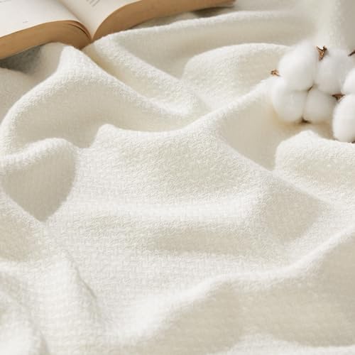 Bedsure GentleSoft 100% Cotton Blanket Queen Size for Bed - Breathable and Lightweight, Soft Cozy Textured Herringbone Wov...