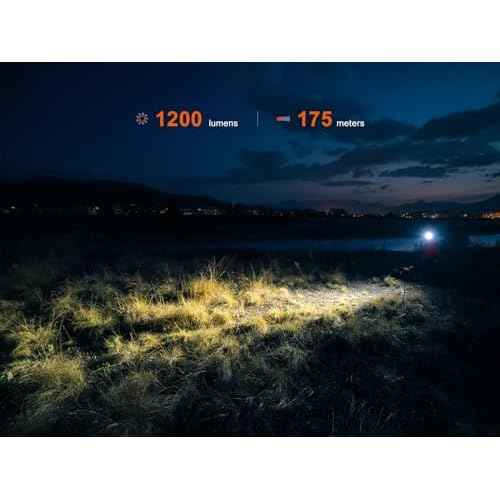 Fenix HM55R Rechargeable Headlamp, 1200 Lumen Spotlight Floodlight & Red Light, Lightweight, Long Runtime, USB-C Charging, Waterproof for Camping, Hiking, Running with Lumentac Organizer (Black)