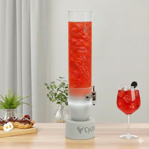 RoxiSpice 3L LED Light Up Drink Dispenser – Spinning Vortex Mixer, Battery Operated, Plastic Beverage, Lemonade, & Juice D...