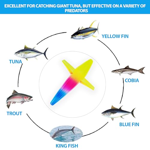 5" Bird Trolling Teaser Lures, 10 Pcs Rainbow Color, for Offshore Tuna Fishing, Ideal for Big Game Saltwater Fishing