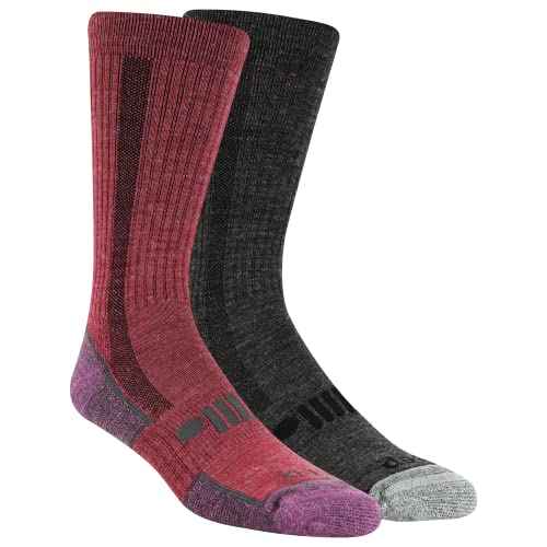 Jeep Women's Trail Wool Breathable Cushioned Comfort Crew Socks (2-Pair)