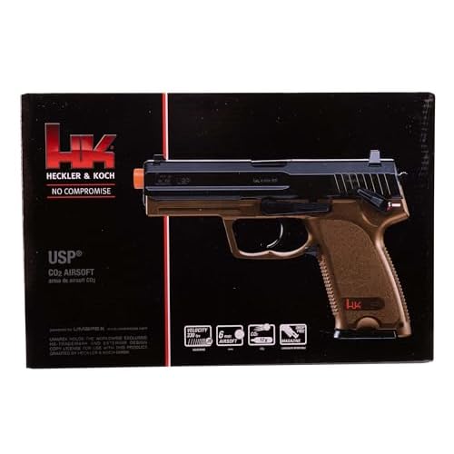 HK Heckler & Koch USP CO2 Powered 6mm BB Pistol Airsoft Gun, Standard Action, Dark Earth Brown
