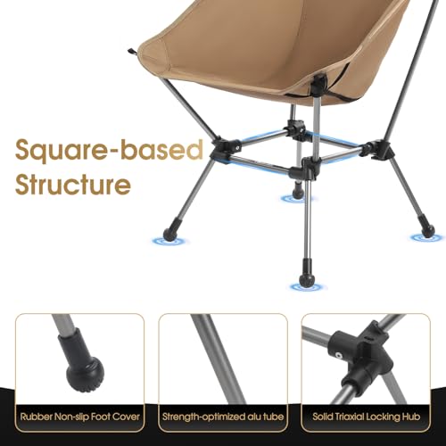 Camptime Portable Camping Chair Plus, Larger & Roomier, Compact and Lightweight, Folding Chair for Backpacking & Hiking, 3...