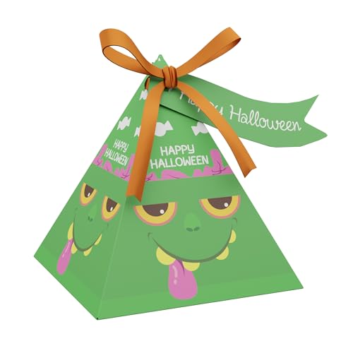 Giphtkom 24PCS Cute Halloween Candy Boxes for Trick or Treat, Enlarge Design Snacks Goodie Boxes, 4 of Cute Pumpkin Ghost Zombie and Cat Patterns for Kids Halloween Party Favor Supplies
