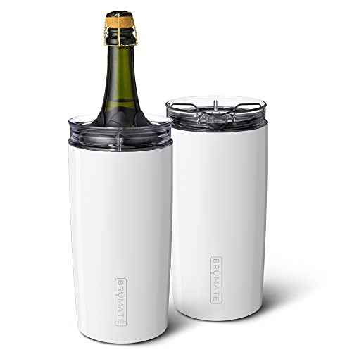 Br?Mate Togosa 2-in-1 Wine Chiller Bucket or Champagne Bucket & 100% Leakproof Pitcher | Portable Cooler Fits Most Wine, Champagne, & Liquor Bottles | Perfect Wine Gifts | 49oz (Ice White)