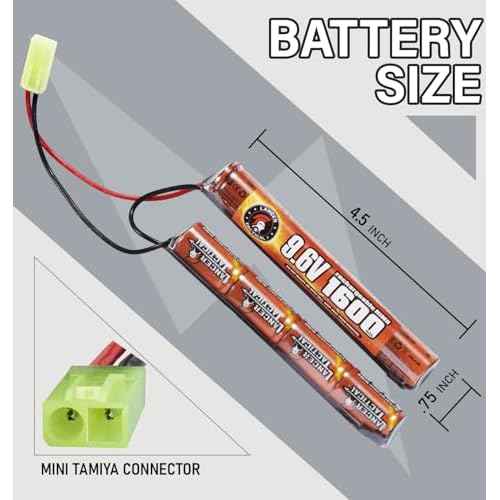 Lancer Tactical Nimh Airsoft Battery Compatible with AEG Airsoft Gun (9.6V, 1600 mAh Nunchuck)
